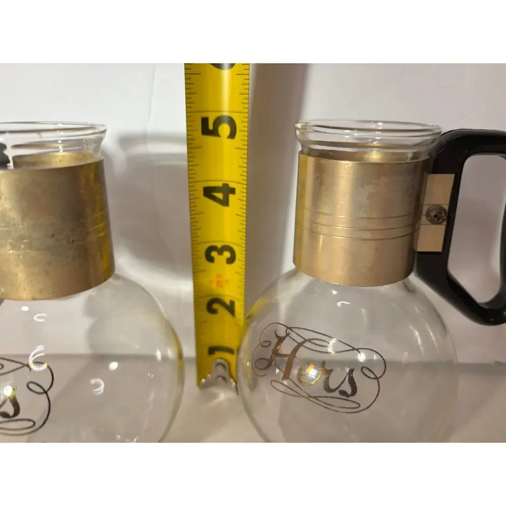 Vintage 1960s Glass His & Hers Silex Coffee Tea Carafes MCM Retro Couple Gift